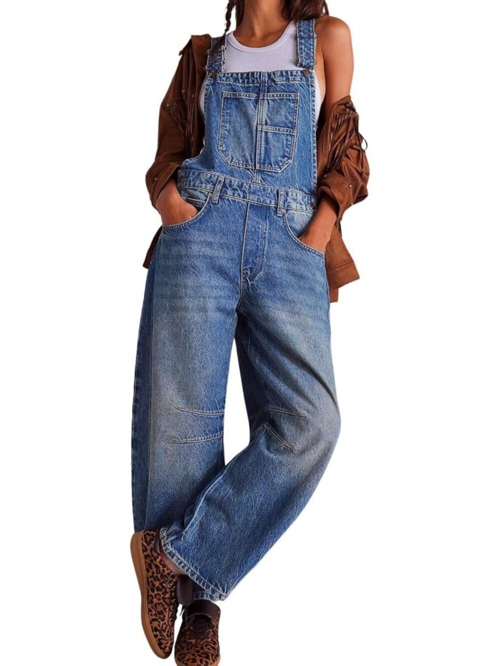 Casual Denim Bib Overalls for Women | Y2K Wide Leg Baggy Jumpsuit & Harem Pants